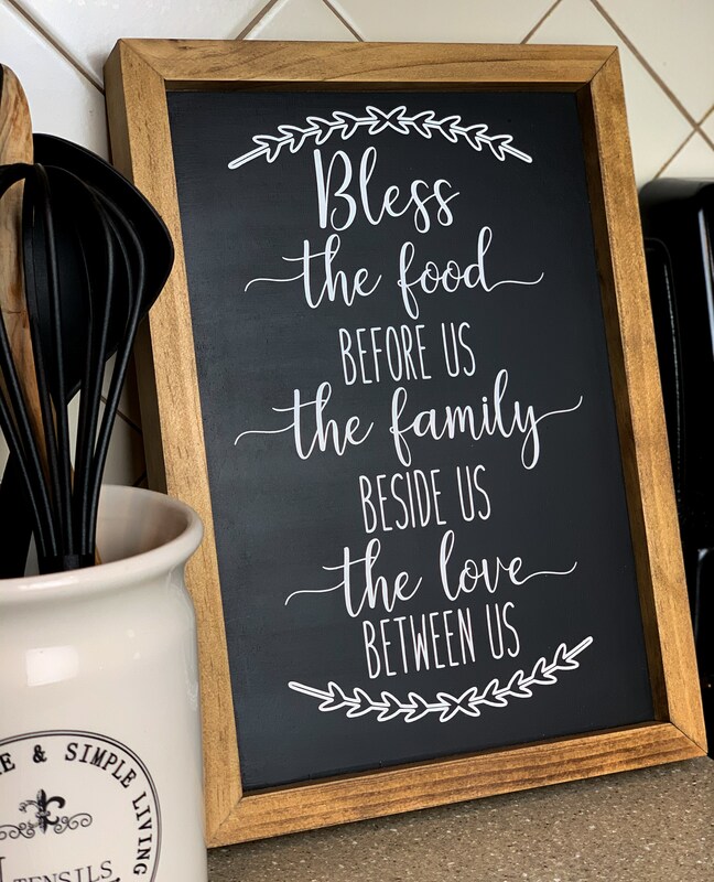 Bless This Food Sign | Framed Dining Room Sign | Rustic Home Decor | Farmhouse Sign
